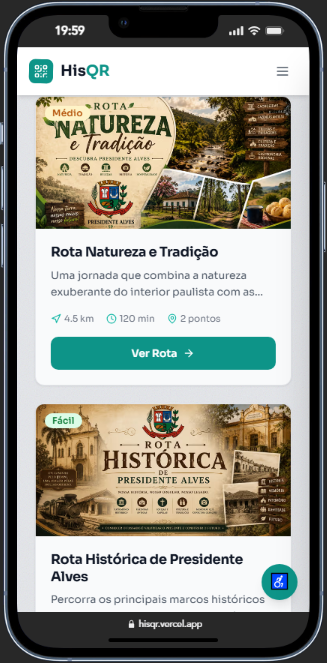 Rotas turísticas no HisQR
