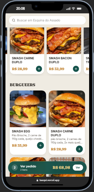 Cardápio / loja online no TáAqui
