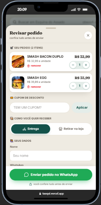 Pedido no TáAqui